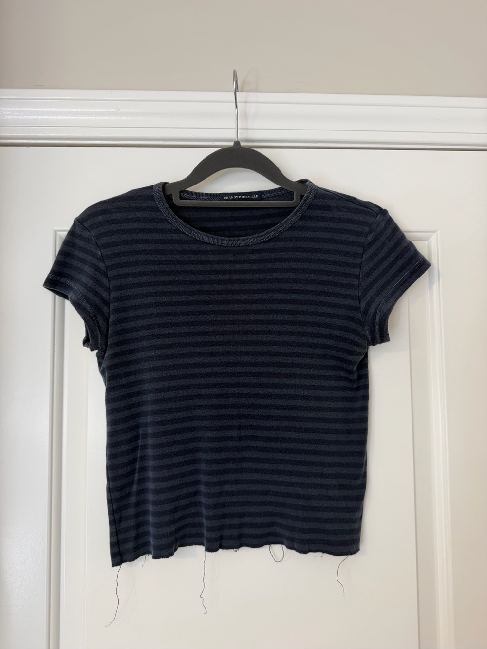 Navy striped baby tee